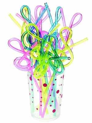 Plastic Straws Assorted Colours G Clef Pack of 12