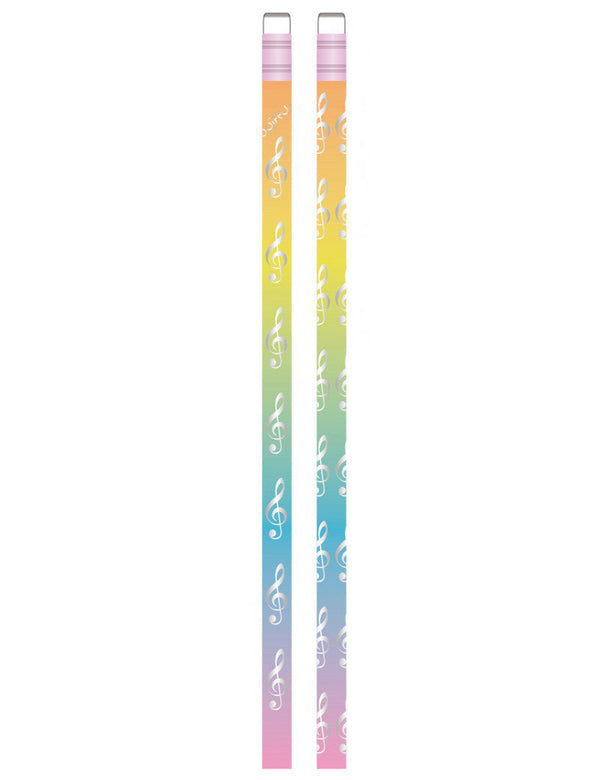 Music Pencil Rainbow with Silver Treble Clefs and Eraser