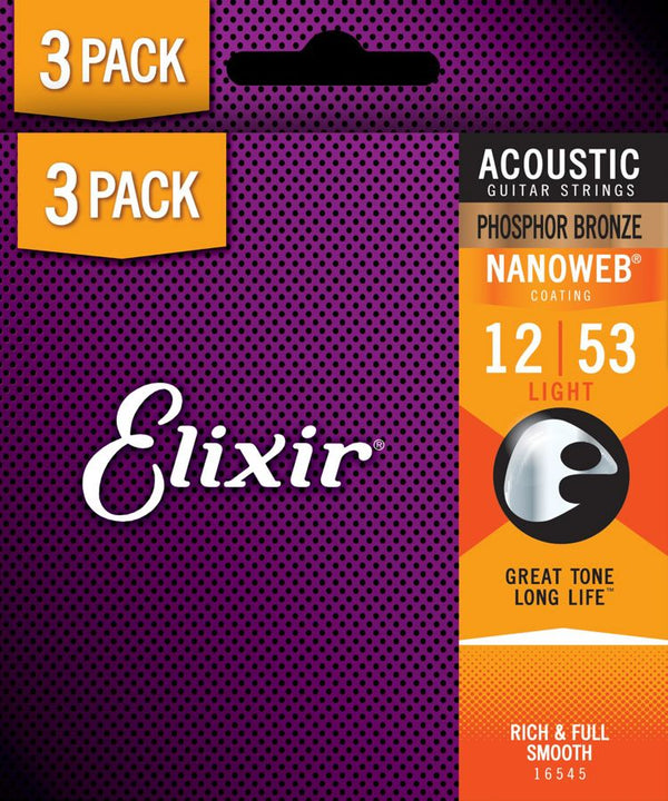 Elixir : Acoustic Nano Phos Bronze Light 12-53 3 PACK