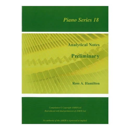 Ross Hamilton Analytical Notes Piano Series 18 Grade Preliminary