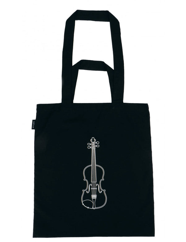 Music Bag Black with White Violin on Back and Front