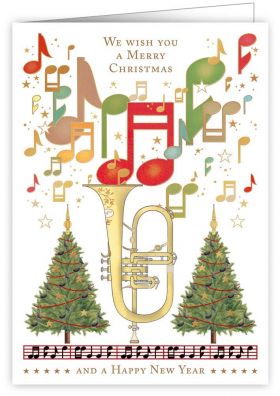 Greeting Card Christmas Bugle & Notes
