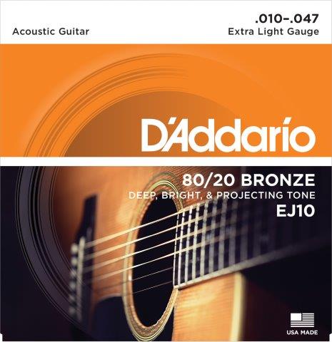 D'Addario Acoustic Guitar Strings .010 - .047